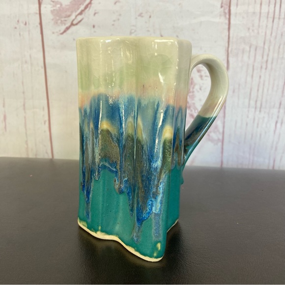 Texas State Shaped Coffee Cup Mug Drip Glaze Pottery 4.5" Vintage 6oz Wilder ‘96 - Picture 3 of 11